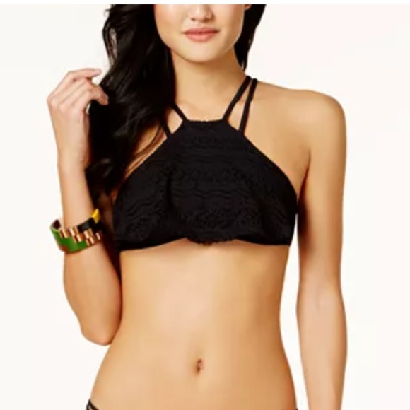 Hula Honey Other - NWT Hula Honey Crochet High Neck Flounce BikiniTop